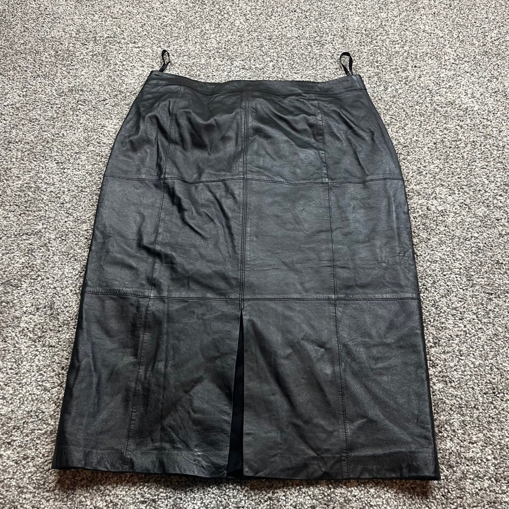 White House Black Pencil Skirt womens 4 Leather Black Knee Length